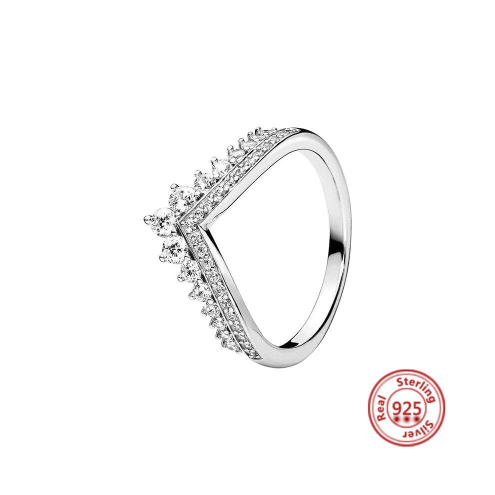 100% 925 Sterling Silver Princess Tiara Crown Sparkling Love Heart ,CZ Rings for Women Engagement Jewelry Anniversary
