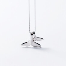 100% 925 Sterling Silver Double Whale Tail Necklaces & Pendants For Women Flyleaf Creative Lady Fine Wedding Party Jewelry