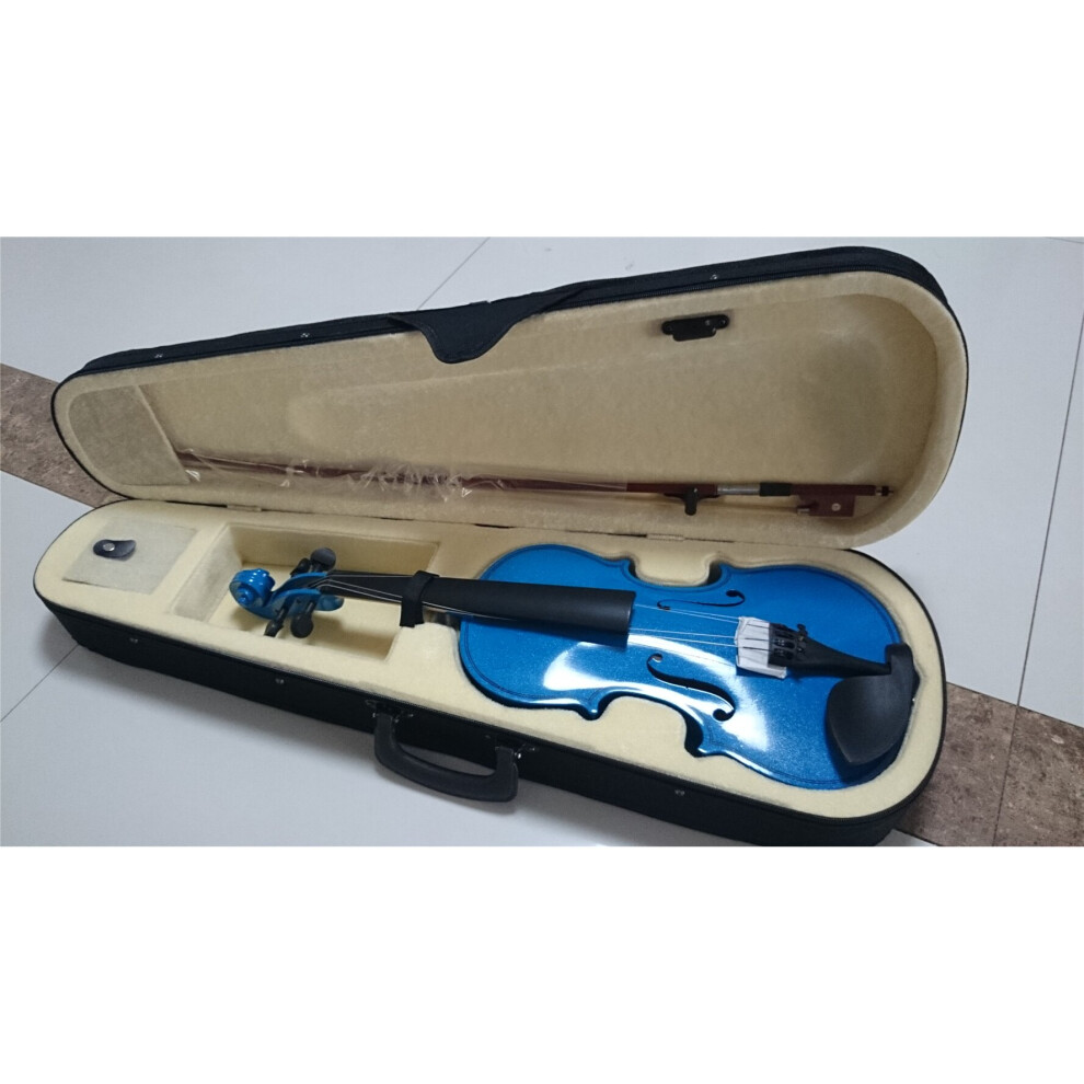 (4/4???) Student Acoustic Violin Full 1/8 Maple Spruce with Case Bow Rosin Blue Color