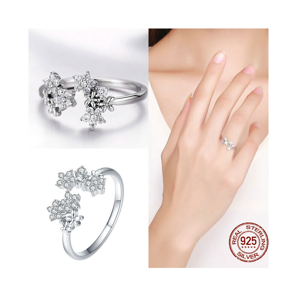 925 Sterling Silver Adjustable Ring Star Moon CZ Hug Love Rose Bird Open Rings For Women Party Jewelry Size 5-9-image-OPC-PBRFSY7-NEW