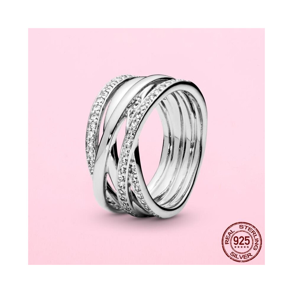 925 Silver Sparkling & Polished Lines Ring Knotted Heart Ring for Womens Engagement Girlfriend Wife Birthday Gift