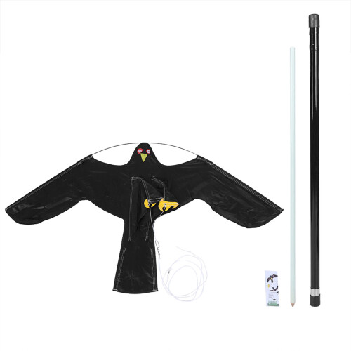 Flying Hawk Kite Realistic Garden Bird Repeller Scarer with 4m Telescopic Pole 2