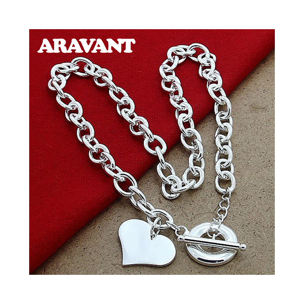 925 Silver Heart Pendants Necklaces For Women Wedding Silver Jewelry