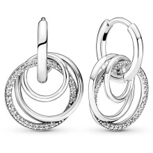 Family Always Encircled Earring With Crystal For Women 925 Sterling Silver Earring Wedding Gift Europe Jewelry
