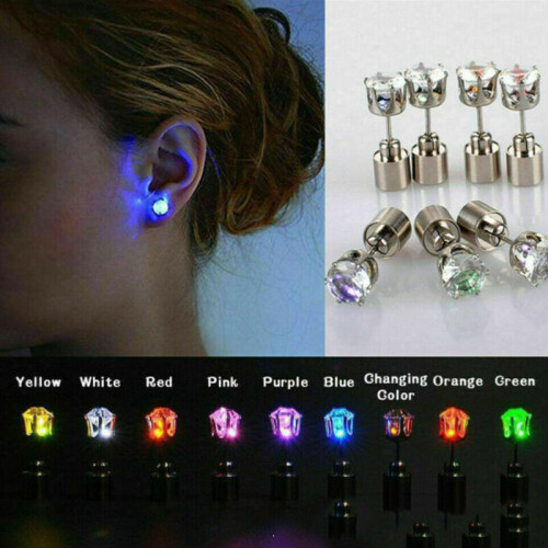 Girl Flashing Earrings LED Light Luminous Earrings Cube Earrings Bar Nightclub KTV Couple Luminous Jewelry on OnBuy