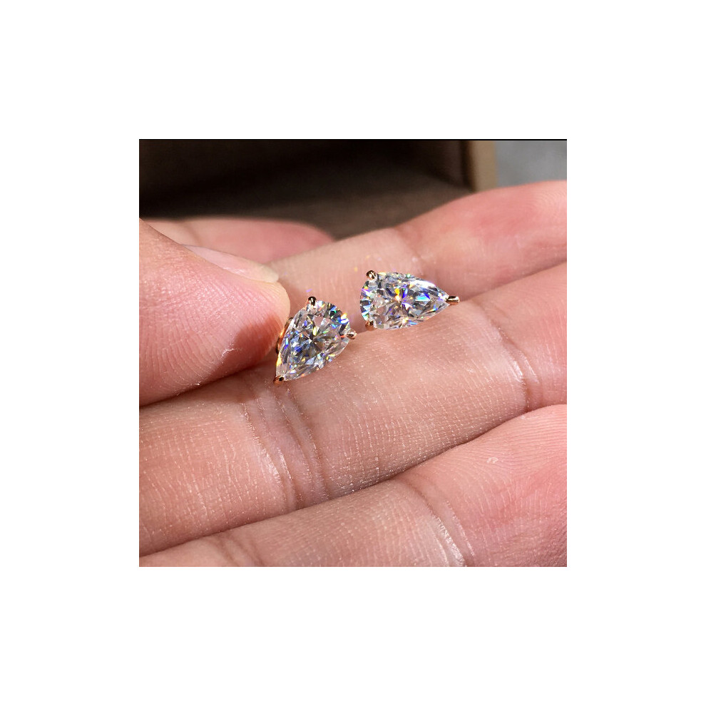 Crystal Water Drop Stone Earrings Pear Cut Zircon Wedding Earrings Dainty Silver Stud Earrings For Women-image-OPC-PBRFVHP-NEW