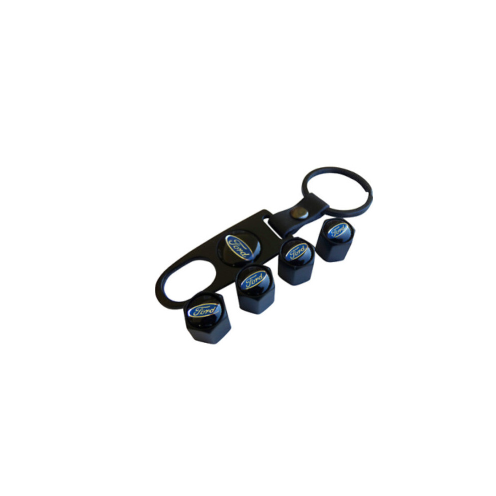4Pcs Valve Cap +1Pc Small Wrench Tire Valve Stem Caps For Ford Black 5701510941641