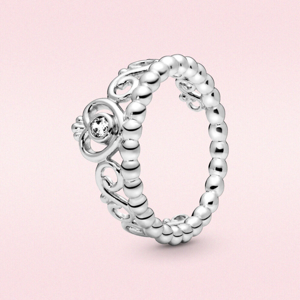 925 Sterling Silver Rings Princess Tiara Crown Sparkling Love Heart ,Jewelry Anniversary CZ Rings for Women Engagement