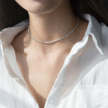 100% 925 Sterling Silver Necklace Zircon Chain Choker Tennis Necklace Fine Jewelry