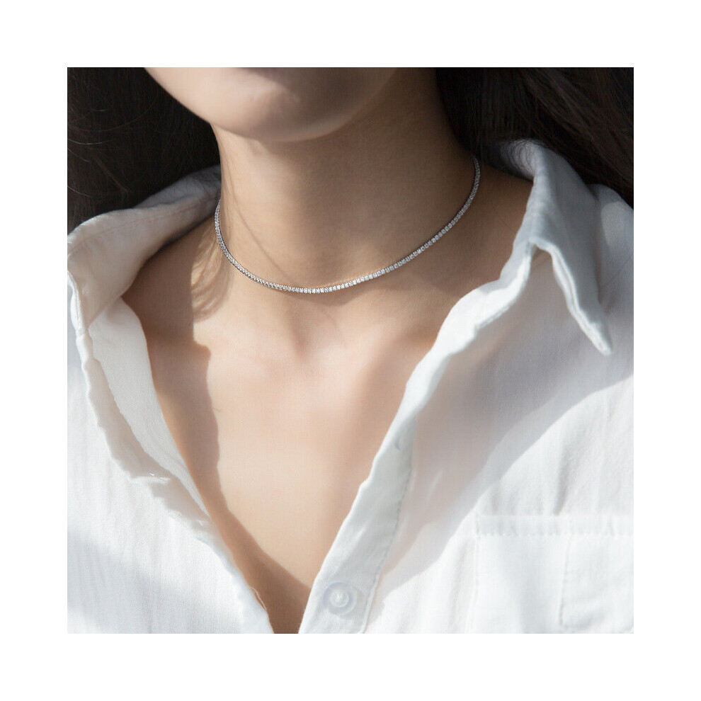 100% 925 Sterling Silver Necklace Zircon Chain Choker Tennis Necklace Fine Jewelry Multicoloured