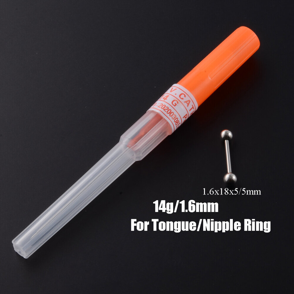 Multicoloured 2Pcs Surgical Steel I.v. Catheter Cannula Sterile Piercing Needles 14G 16G 18G 20G Ear Lip Belly Body Piercing Professional Tool