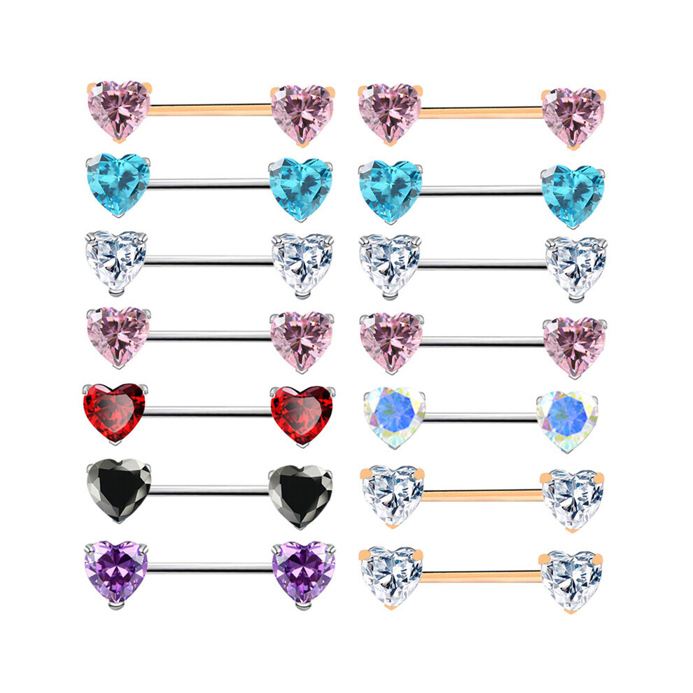 (White) Starbeauty 2Pcs Clear Crystal Heart Nipple Ring Nipple Piercing Jewelry Mamilo Sex Women Nipple Rings Cover Body Pircing Bar 14G-image-OPC-PBRFZ77-NEW