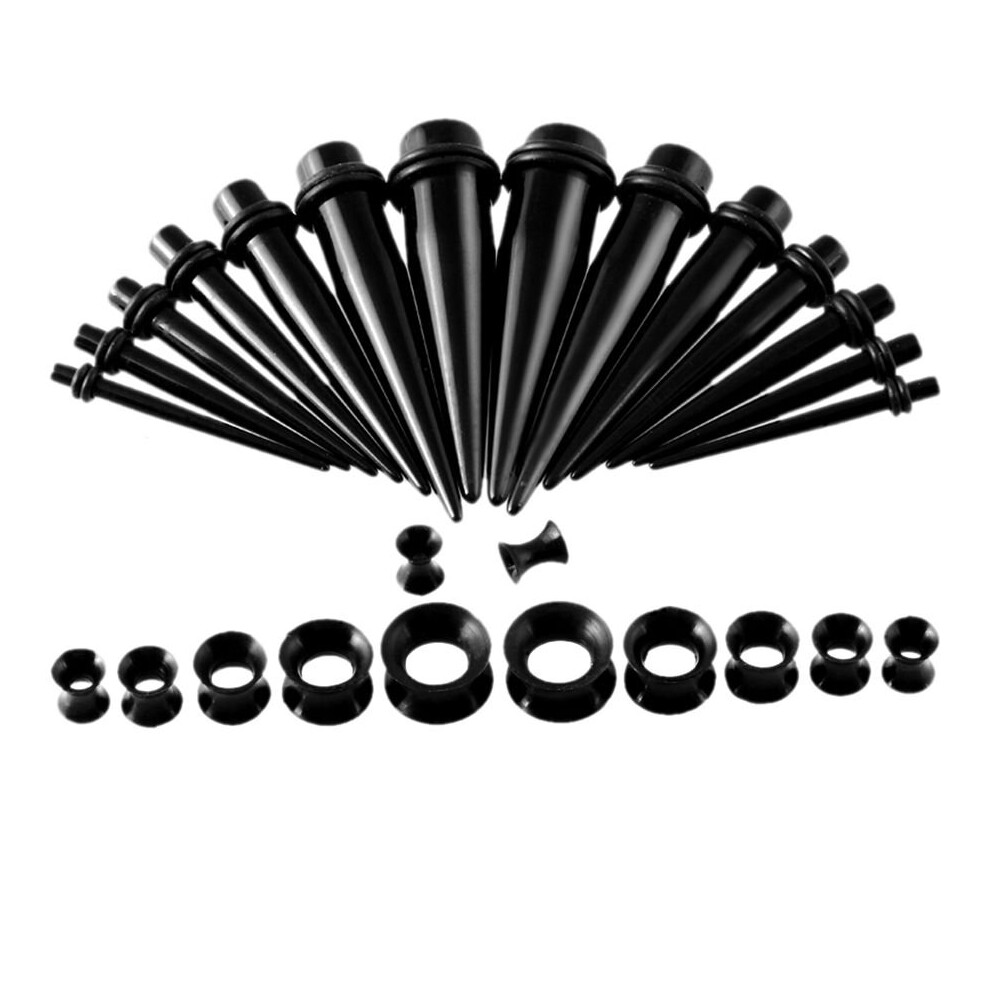 30pcs/lot UV Acrylic Ear Taper Plug with Silicone Ear Tunnels Plug Gauge Kit Ear Expander Stretcher Set Body Piercing Jewelry-image-OPC-PBRFZ9B-NEW