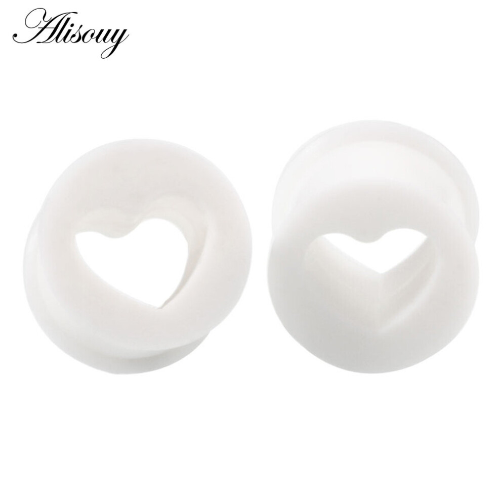 (Black) 2PCS Silicone Ear Plugs and Tunnels Heart Shape Flexible Ear Plugs Ear Expanders Tunnel Earrings Gauges Body Jewlery Piercings-image-OPC-PBRFZ2F-NEW