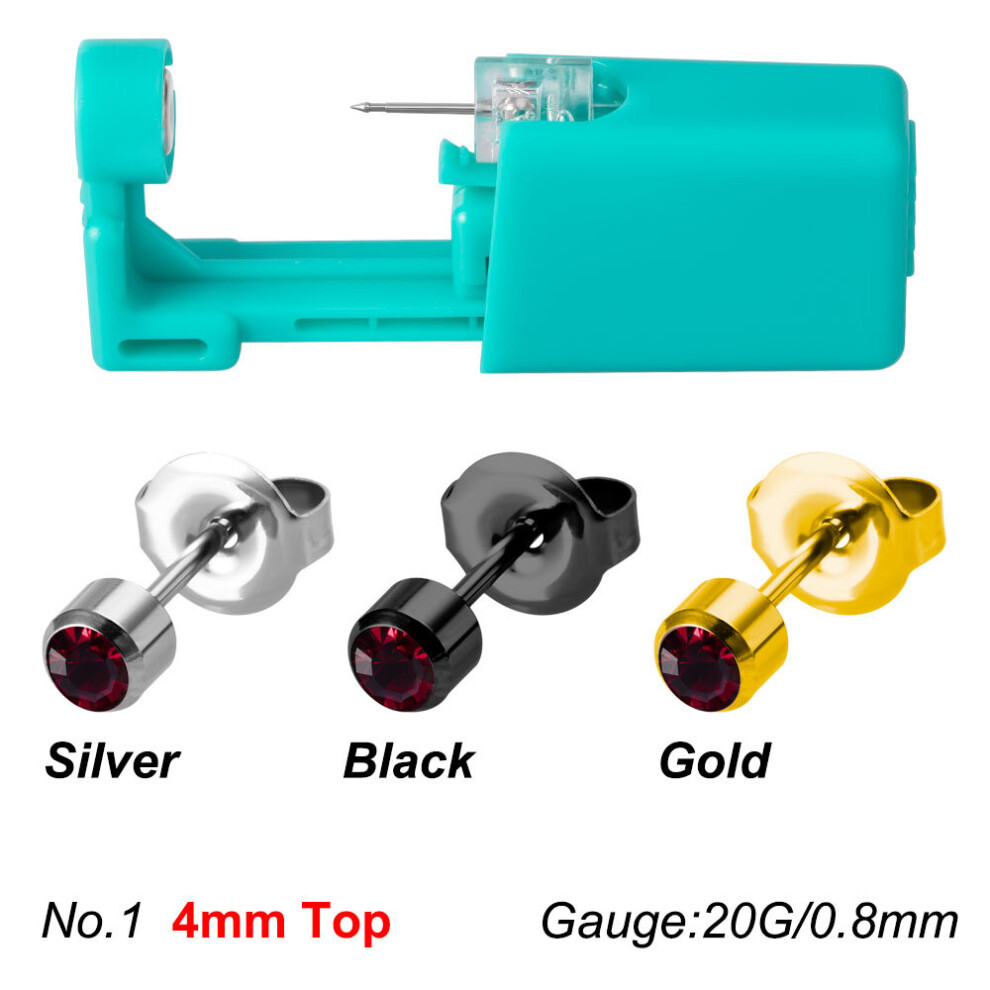 Black,Multicoloured (Black) 1Pc Ear Nail Gun Disposable Aseptic Household Ear Piercing Gun Portable Ear Piercing Gun Group Ear Piercings Tool For Women Men