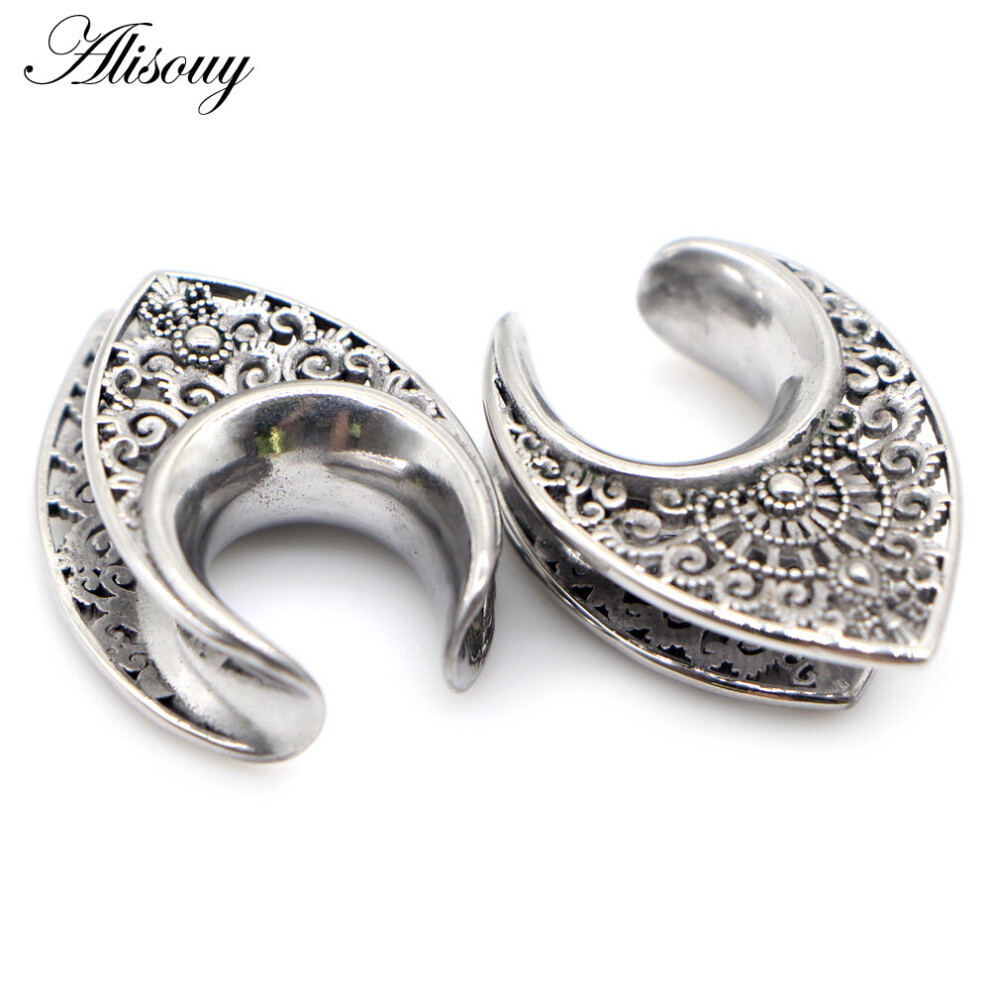 Spiral Gauges Crystal Ear Plugs/Tunnels Stainless Steel Gauges