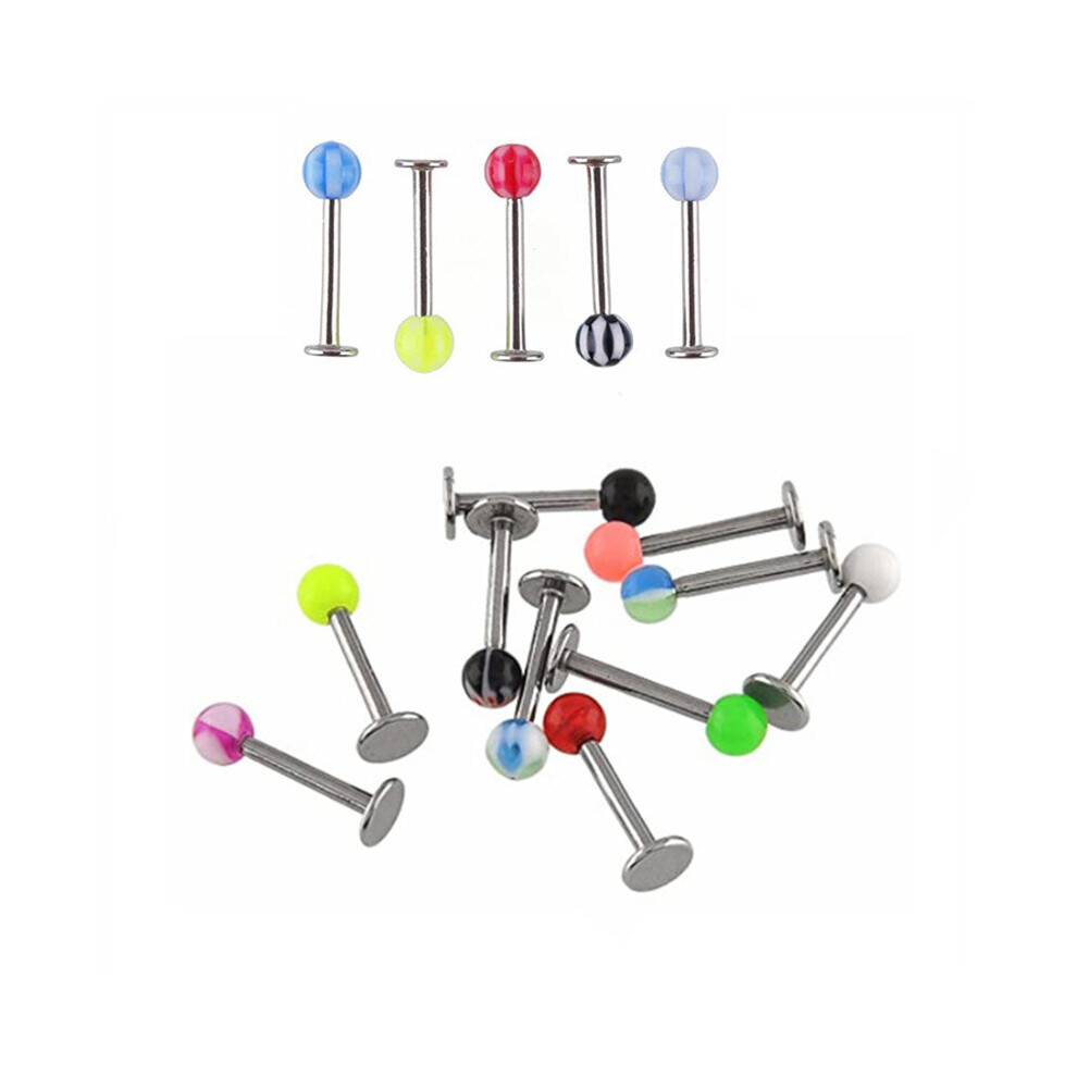 (Green) 10/20/30/50Pcs Mix Vertical Labret Lip Piercing Lot 16G Plastic Labret Piercing Pack Mix Lip Ring Lot Cartilage Tragus Piercing-image-OPC-PBRG2XZ-NEW
