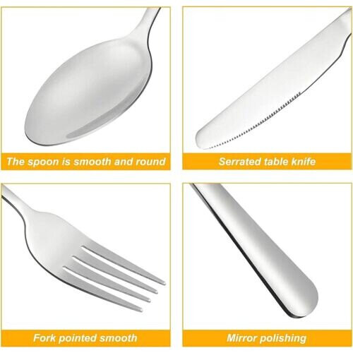 Σετ μαχαιροπήρουνων 24PCS Brushed Silver από ανοξείδωτο χάλυβα Κουτάλι Μαχαίρι Πιρούνι Set 2
