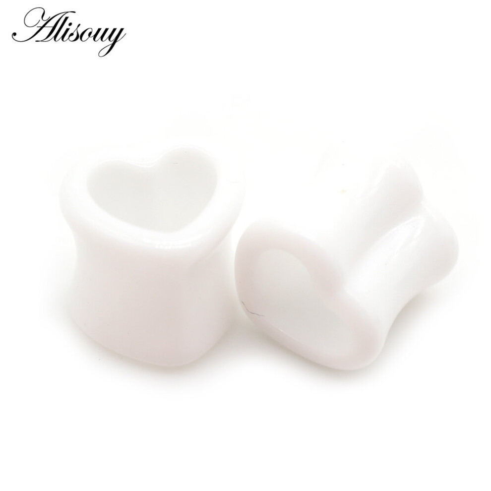 (Clear) 2pcs 4mm-25mm Brown Love Heart Acrylic Ear Plug Tunnels Flesh Stretcher Expander Gauge Piercing Body Jewelry-image-OPC-PBRG2XG-NEW