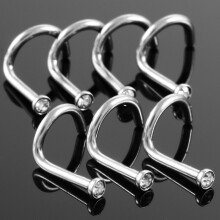 10pcs/lot Surgical Steel Crystal Gem S Shape Nose Screw Rings Piercing Nazir Nose Stud Cartilage Sexy Jewelry 18g&20g