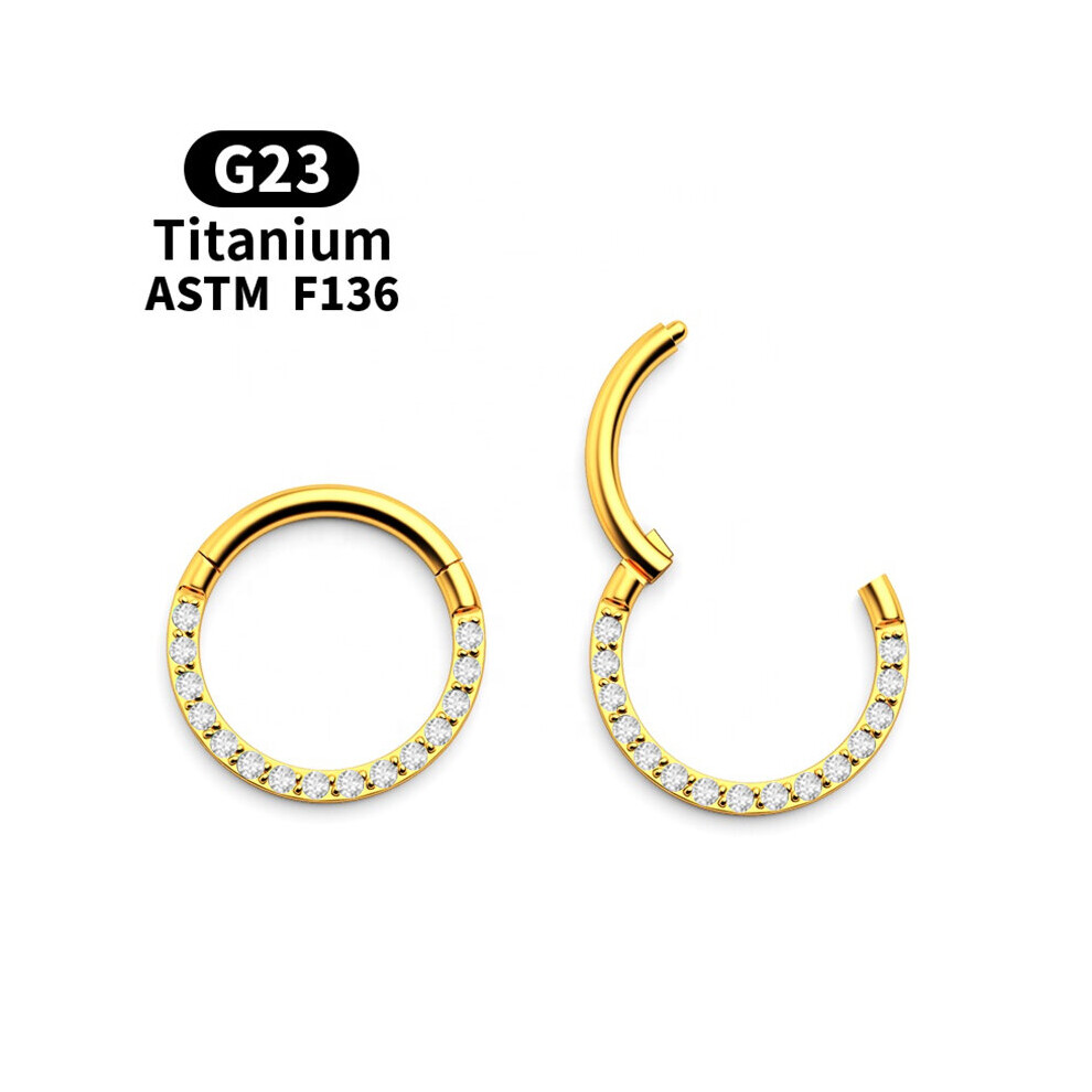 (Green) G23 Titanium Daith Earrings Hoop CZ Hinged Segment Clicker Nose Ring Nipple Ear Cartilage Tragus Lip Stud Piercing Body Jewelry-image-OPC-PBRG5NY-NEW