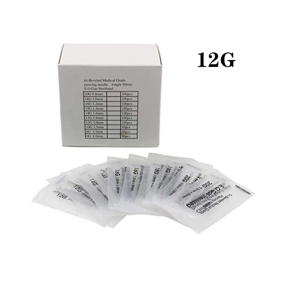Multicoloured 100Pcs Piercing Needles Pins Lot Surgical Steel Disposable Body Piercing Needles Sterilized Permanent Makeup Tattoo Needles Tool