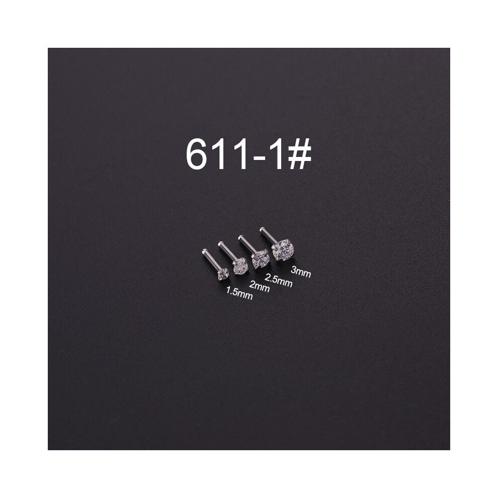 (Green) 1Pcs 20G Titanium Steel Nose Stud Nose Rings 1.5-3mm Mini Zircon Nose Nail L Shape Screws Nostril Piercing Jewelry-image-OPC-PBRG6N7-NEW