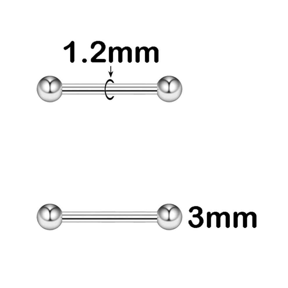 (Pink) 2Pcs Stainless Steel Tongue Piercings 14G/16G Industrial Barbell Rings Nipple Bar Ear Tragus Lip Piercing Stud Earrings Jewelry-image-OPC-PBRG6PR-NEW