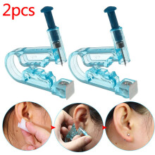 2PCs Healthy Safety Sterile Disposable Body Ear Nose Piercing Gun Ear Piercer Tool Kit +Stainless Steel Metal Stud Earring