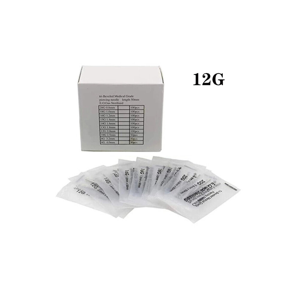 Multicoloured 100Pcs Piercing Needles Pins Lot Surgical Steel Disposable Body Piercing Needles Sterilized Permanent Makeup Tattoo Needles Tool