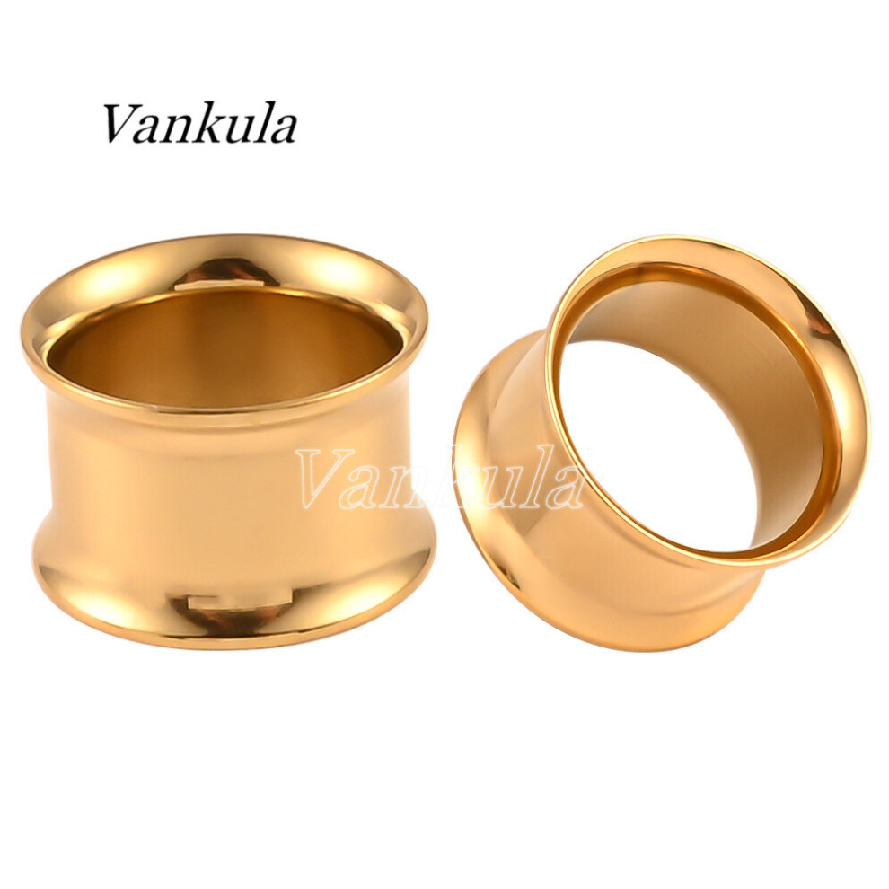 (beige) Vankula 2PCS Stainless Steel Ear Plugs Tunnel Piercing Ear Expander Flesh Pierced Earrings For Man Woman 3mm-38mm-image-OPC-PBRG776-NEW