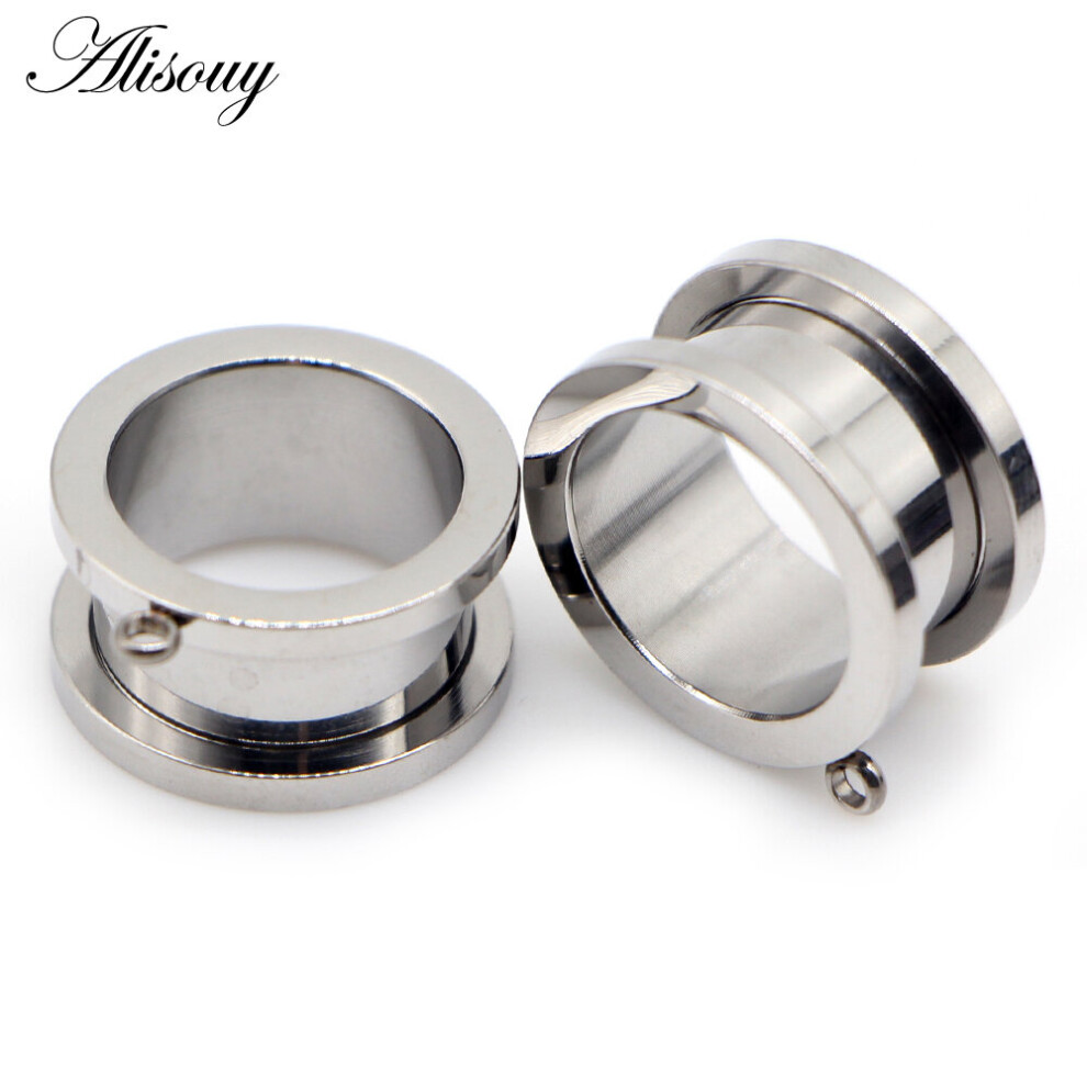 (Black) 2pc DIY Pendant Dangle Stainless Steel pulley Ear Plugs Screw Tunnels Stretchers Body Piercing Jewelry Earrings Expander-image-OPC-PBRG7BF-NEW