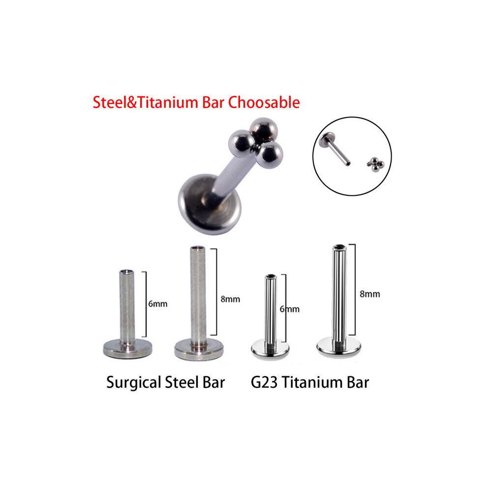 (Green) 1PC Steel&Titanium Bar Ear Tragus Cartilage Piercing Small Ball Labret Lip Stud Ring Ball Lobe Earrings Body Jewelry 16g-image-OPC-PBRG7NK-NEW