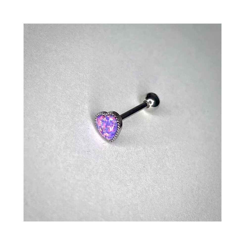 (Green) 1Pcs Titanium Steel Colorful Heart Tongue Nails Piercing Body Studs Piercing Body Jewelry for Women Tongue Rings-image-OPC-PBRG7SX-NEW