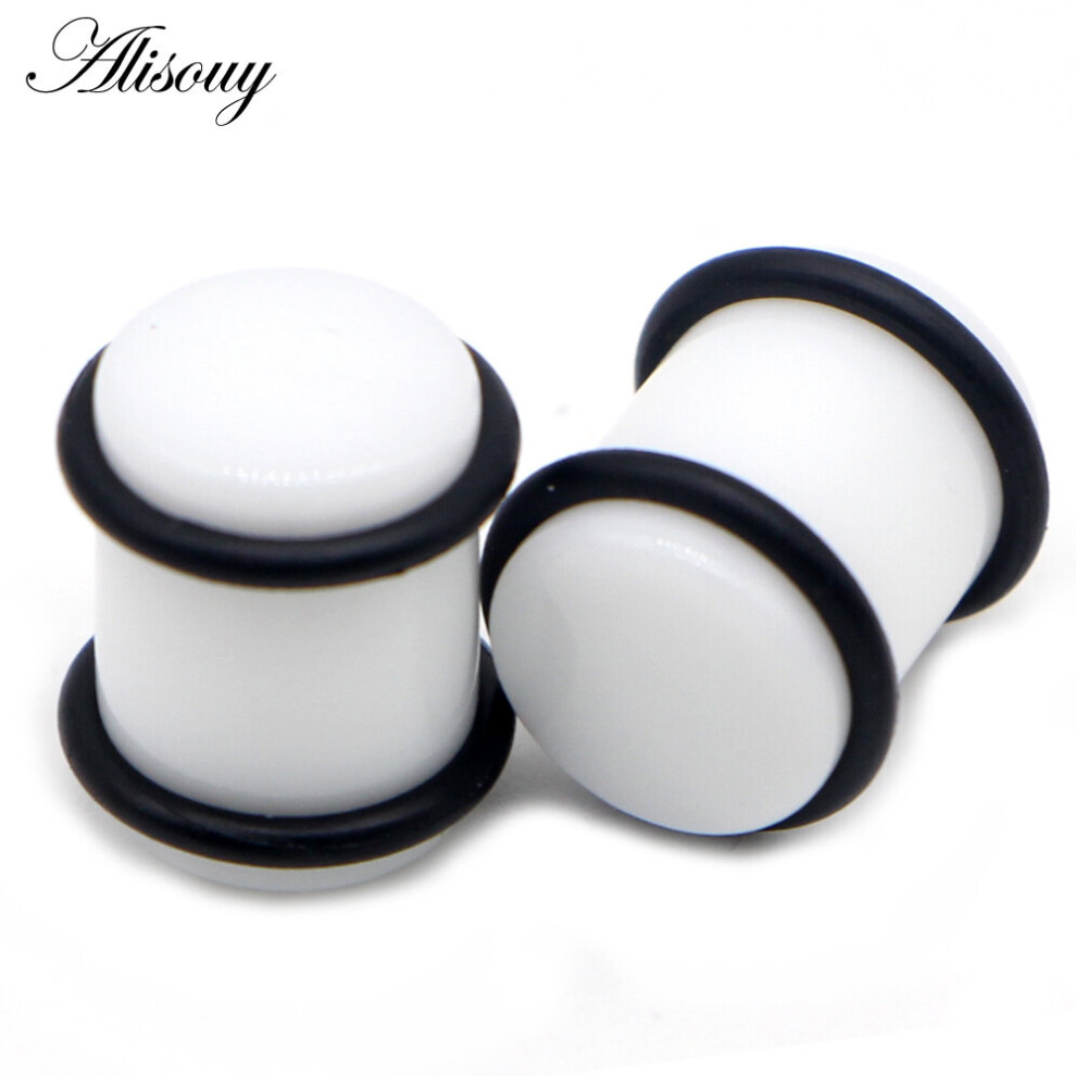 (Clear) 2pcs 1.6mm-20mm Acrylic UV Cylinder Rubber Flare Flesh Ear Gauges Expander Stretcher Plugs Piercing Body Jewelry-image-OPC-PBRG7XK-NEW