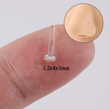 1PC Glass Nose Stud Transparent Glass Straight Nose Ring Retainer Holder Nose Hoop Ring Body Piercing Jewelry
