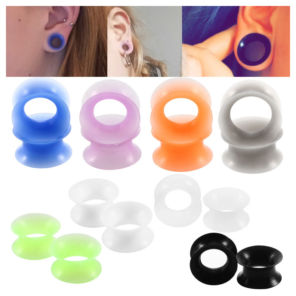 (White) 2Pcs/lot Silicone Tunnels for Ear Flexible Flesh Ear Plugs and Tunnels Earlets Expander Stretcher Ear Dilations Piercing Jewelry-image-OPC-PBRG8T7-NEW