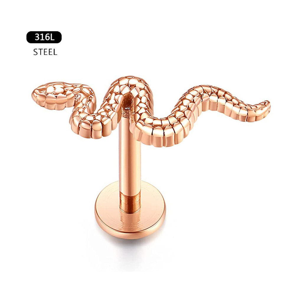 (White) ASTM F136 G23 Titanium/Steel Snake Bee Labret Piercing Feather Bear Cat Paws Lip Stud Daith Cartilaged Conch Earrings Hoop 16G