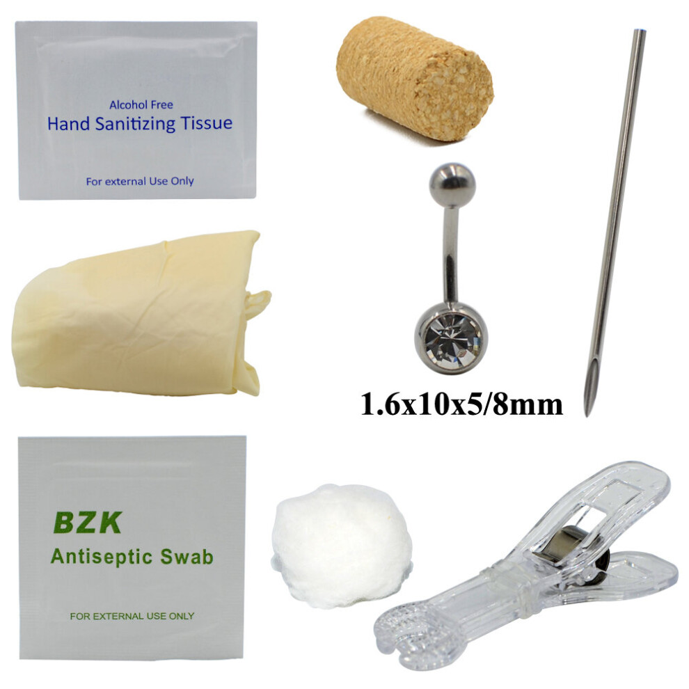 Multicoloured Sterilized Disposable Body Jewelry Pack Piercing For Ear Nose Nipple Belly Navel Lip Needle Medical Sterile Piercing Piercer Kit