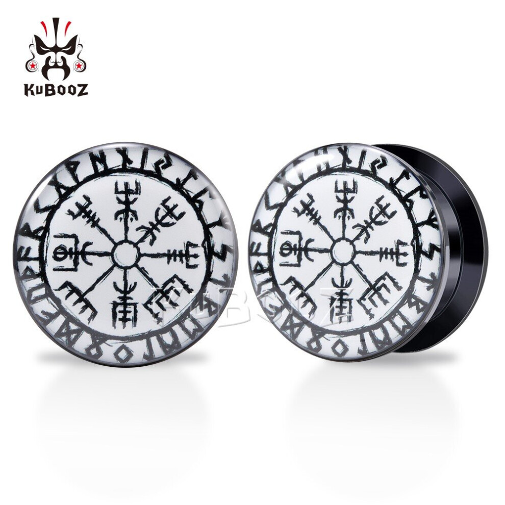 (Gray) Unique Acrylic Round Mysterious Pattern Ear Plugs Tunnels Body Piercing Jewelry Earring Gauges Stretchers Expanders 2PCS-image-OPC-PBRG8HV-NEW