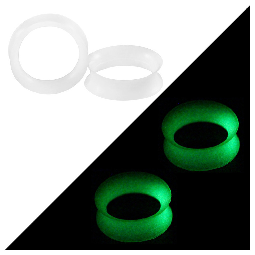 (Black) 2Pcs Glow In The Dark Silicone Ear Plugs And Tunnels Piercing Expander Piercing Tunnel Ear Tunnels Stretchers Plug Ear Gauges