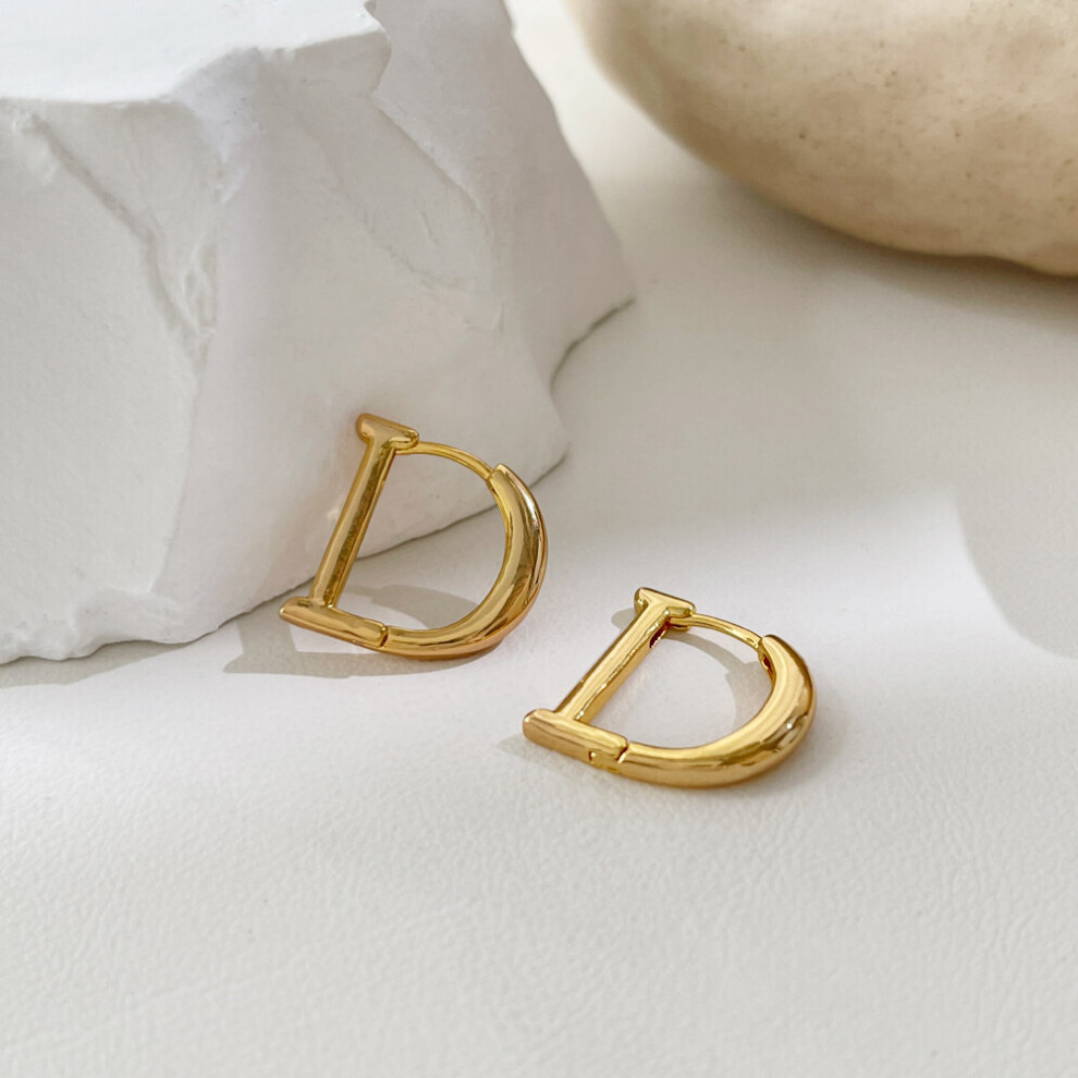 Minimalist Letter D Shape Hoop Earring for Women Temperament Huggie Earrings Daily Jewelry-image-OPC-PBRG9JM-NEW