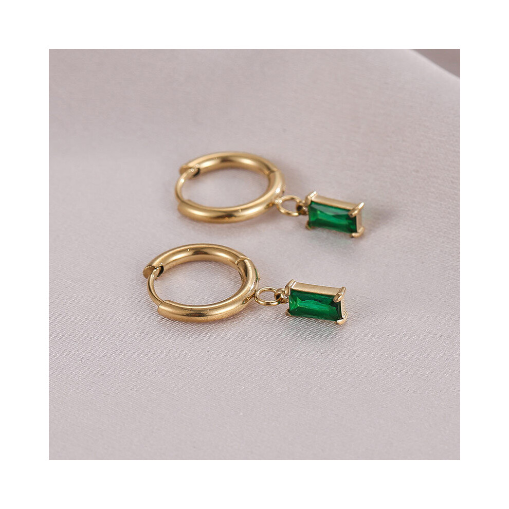 Minimalist Stainless Steel Square Pendant Earrings Ear Buckle Small Hoop Earrings For Women Jewelry-image-OPC-PBRGC58-NEW