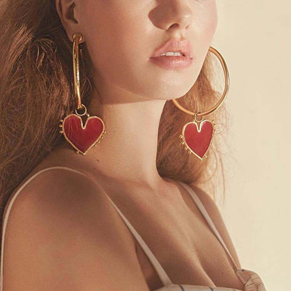Red cross Heart Pendant Women Big Circle endless Hoop Earrings Statement Party Jewelry Gift Brincos Oorbellen Bijoux-image-OPC-PBRGCMH-NEW