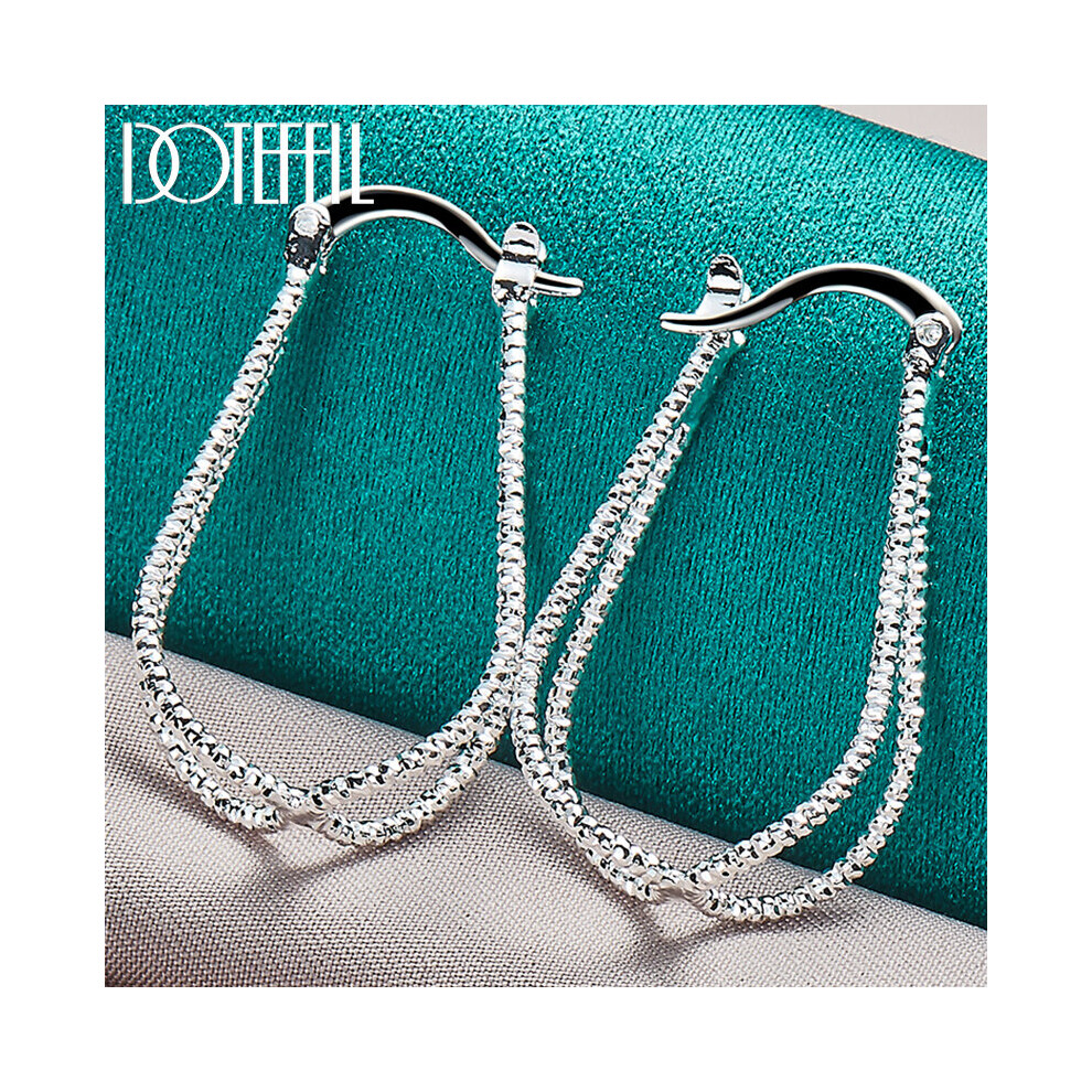 925 Sterling Silver Double Line Cross Hoop Earring For Woman Lady Gift Charm Wedding Jewelry-image-OPC-PBRGD8P-NEW