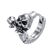 Gothic Skull Skeleton Huggie Hoop Earrings for Men Boys, Rock Punk Stainless Steel Cocktail Party Halloween Gift Jewelry