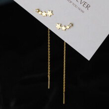 Long Wire Tassel Thread Chain Climb Star Heart Beads Pendants Drop Earrings women's Straight Hanging Earings Jewelry