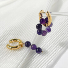Bilandi Asymmetric Natural Freshwater Pearl Earrings Double Circle Dangle Earrings French Unusual Drop Earrings