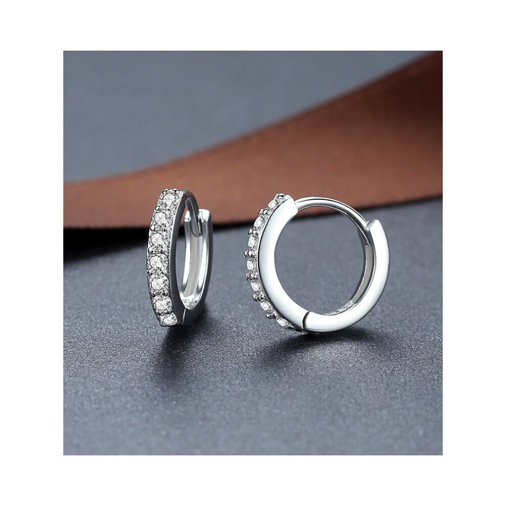 100% Real 925 Sterling Silver Hoop Earrings For Women Round Circle Earring Zircon Piercing Earings Personalized Jewelry White