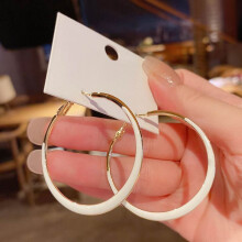 Metallic Big Hoop Earrings For Women Statement Round Circle Earings